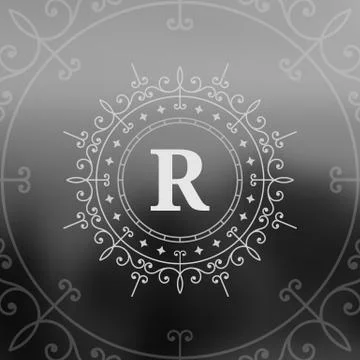 Calligraphic monogram emblem template design. Illustrazione stock