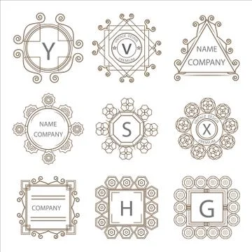 Calligraphic monogram emblem template Stock Illustration