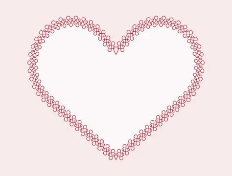 Calligraphic outlined  heart-shape frames with full editable fill and stroke  스톡 일러스트