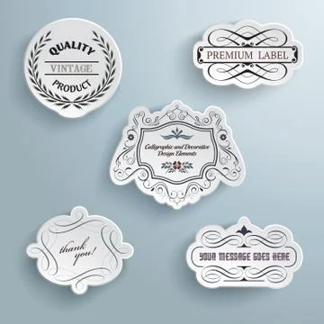 Calligraphic Paper Labels Patterns Stock Illustration