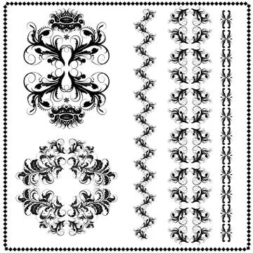 Calligraphic patterns on a white background Stock Illustration