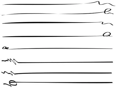 Calligraphic scribble line divider elements with start and end doodle ornamen Stock Illustration