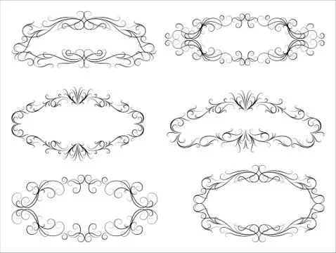 Calligraphic Scroll Frames Stock Illustration