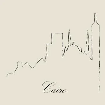 Calligraphic Skyline  of  Cairo   - Vector Illustration Stock Illustration