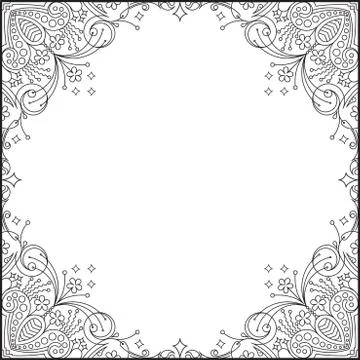 Calligraphic square frame decoration with empty place for your text. Vector i Stock Illustration