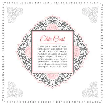 Calligraphic square Ornament Frame Lines. Restaurant menu. Luxury vintage ornate Illustrazione stock