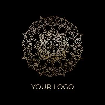 Calligraphic star Ornament Frame Lines. Round gold logo. Restaurant menu. Stock Illustration
