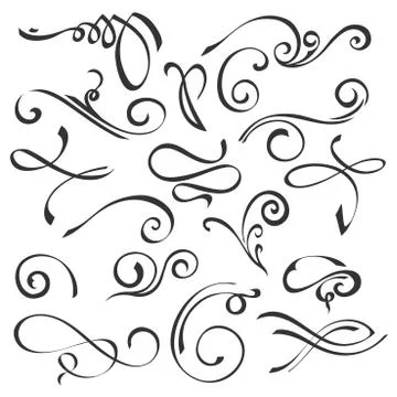 Calligraphic swirls element set Stock Illustration