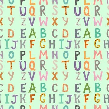 Calligraphic vector font seamless pattern background numbers ampersand and Stock Illustration