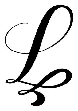 Calligraphic vector hand drawn letter L forming ornate monogram with decorative 스톡 일러스트