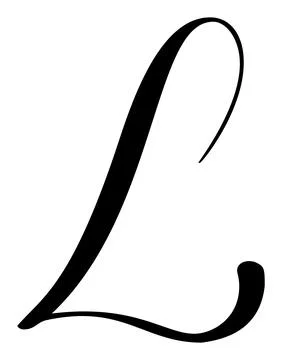 Calligraphic vector hand drawn letter L forming ornate monogram with decorative Stock Illustration