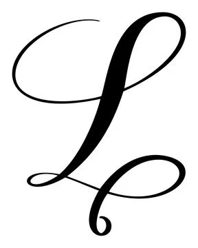 Calligraphic vector hand drawn letter L forming ornate monogram with decorative Illustrazione stock