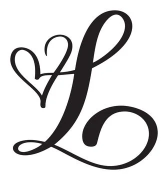Calligraphic vector hand drawn letter L forming ornate monogram with decorative Stock Illustration