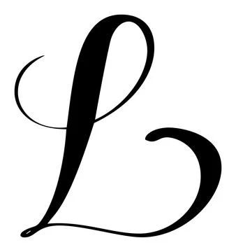 Calligraphic vector hand drawn letter L forming ornate monogram with decorative Stock Illustration
