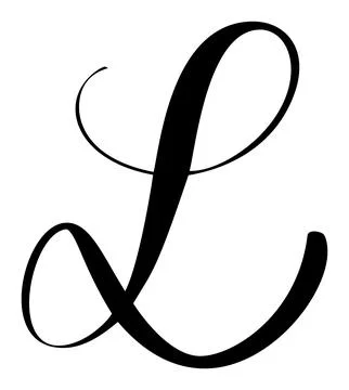 Calligraphic vector hand drawn letter L forming ornate monogram with decorative Stock Illustration