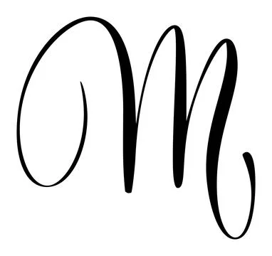 Calligraphic vector hand drawn uppercase letter m forming ornate monogram with 스톡 일러스트