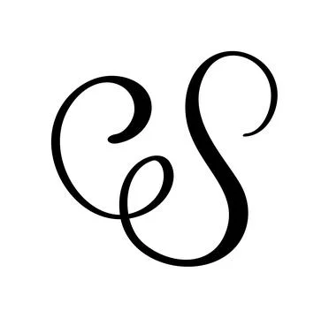 Calligraphic vector hand drawn uppercase letter S forming ornate monogram with 스톡 일러스트