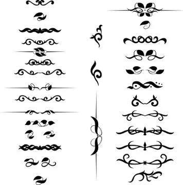Calligraphic vector sets for patterns, designs, frames Illustrazione stock