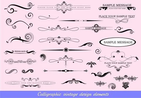 Calligraphic vintage design elements and page decoration - lots of useful ele Stock Illustration