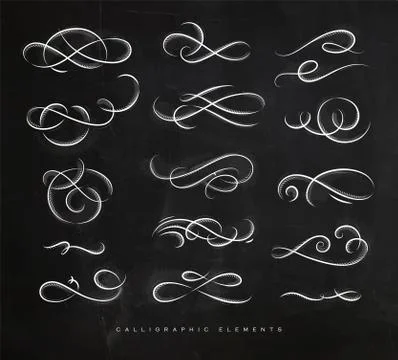 Calligraphic vintage elements chalk Stock Illustration