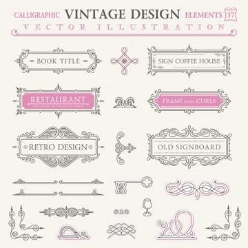 Calligraphic vintage elements. Vector baroque set. Design icons Stock Illustration