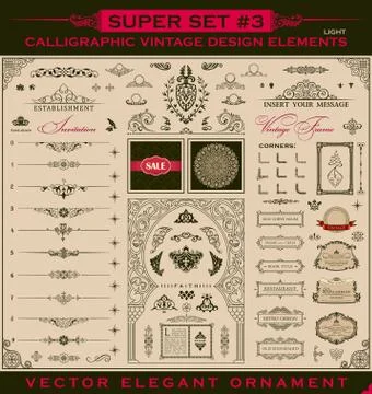 Calligraphic vintage elements. Vector baroque set. Design icons Stock Illustration