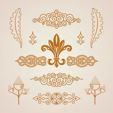 Calligraphic vintage elements. Vector baroque set. Design icons Stock Illustration