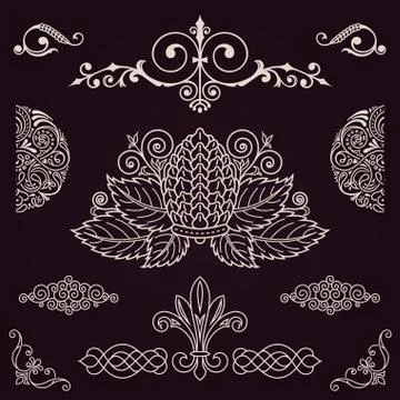 Calligraphic vintage elements. Vector baroque set. Design icons Stock Illustration
