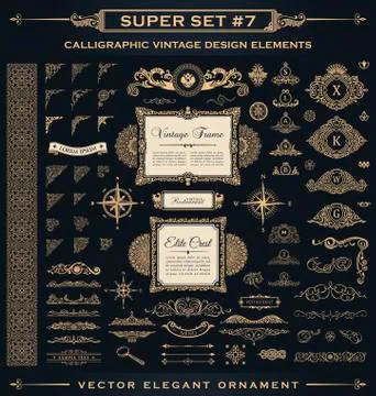 Calligraphic vintage elements. Vector baroque set. Design icons Stock Illustration