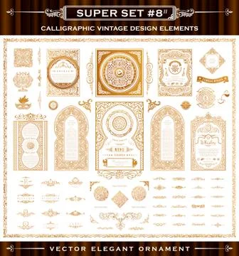 Calligraphic vintage elements. Vector baroque set Stockillustratie