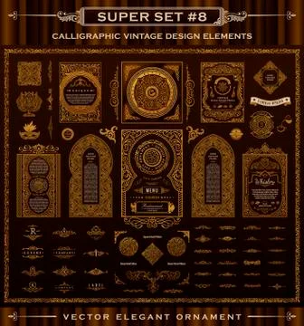 Calligraphic vintage elements. Vector baroque set. Design icons Illustrazione stock
