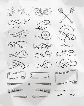 Calligraphic vintage graphic elements Stock Illustration