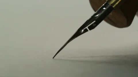 Calligraphist Writing On White Blank. Close Shot. Side View. Calligraphic Video stock 104459091