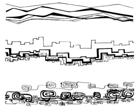 Calligraphy abstract line background set for design Illustrazione stock