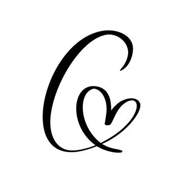 Calligraphy C letter intertwined, vector forming a heart at the top. Represen Иллюстрация