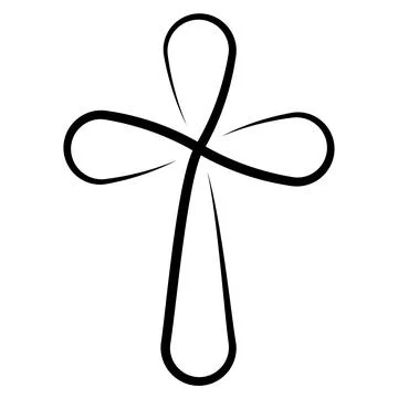 Calligraphy Christian cross, vector calligraphy lines cross, tattoo sign symbol Stock Illustration