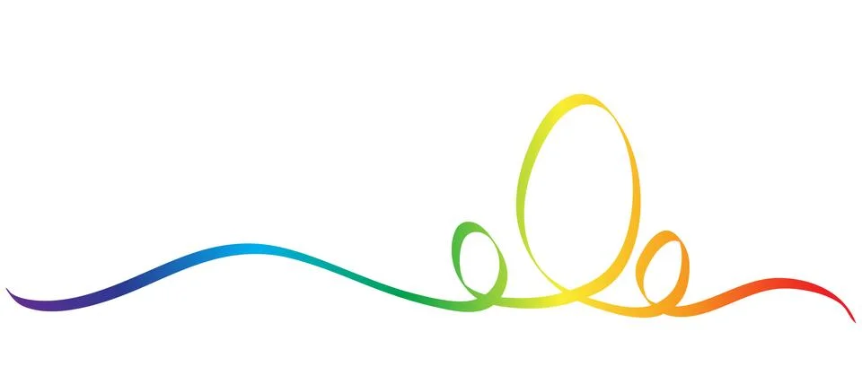 Calligraphy Colorful Rainbow Easter Egg Ribbon on White, stock vector illustr Stock Illustration