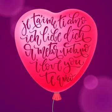 Calligraphy in different languages I love you. Vector lettering Stock Illustration