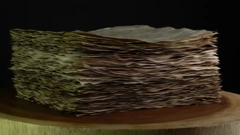 Calligraphy education and school concept. Ancient parchment papers on the woo Stock Footage 171032866
