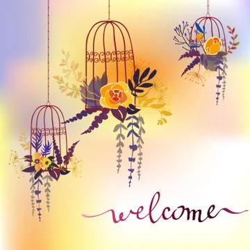 Calligraphy floral card Stock Illustration