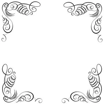 Calligraphy frame template with corner or borders with beautiful hand drawn Stock Illustration