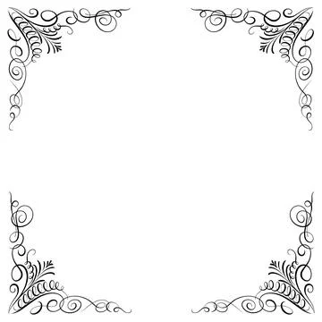 Calligraphy frame template with corner or borders with beautiful hand drawn Stock Illustration
