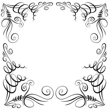Calligraphy frame template with corner or borders with beautiful hand drawn Stock Illustration
