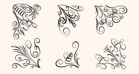 Calligraphy frame template with corner or borders with beautiful hand drawn Stock Illustration