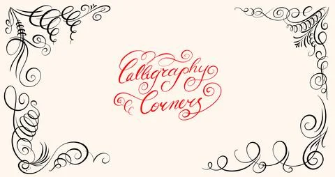 Calligraphy frame template with corner or borders with beautiful hand drawn Stock Illustration