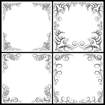 Calligraphy frame template with corner or borders with beautiful hand drawn Stock Illustration