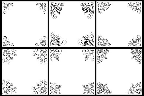 Calligraphy frame template with corner or borders with beautiful hand drawn Stock Illustration