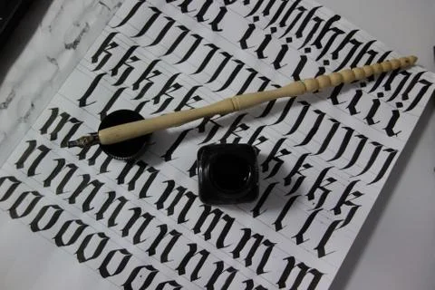 Calligraphy Gothic script Stock Photos