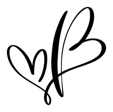 Calligraphy hand drawn vector love letter B. Script capital font logo Illustrazione stock