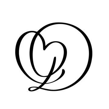 Calligraphy hand drawn vector love letter D. Vintage heart monogram. Script 스톡 일러스트